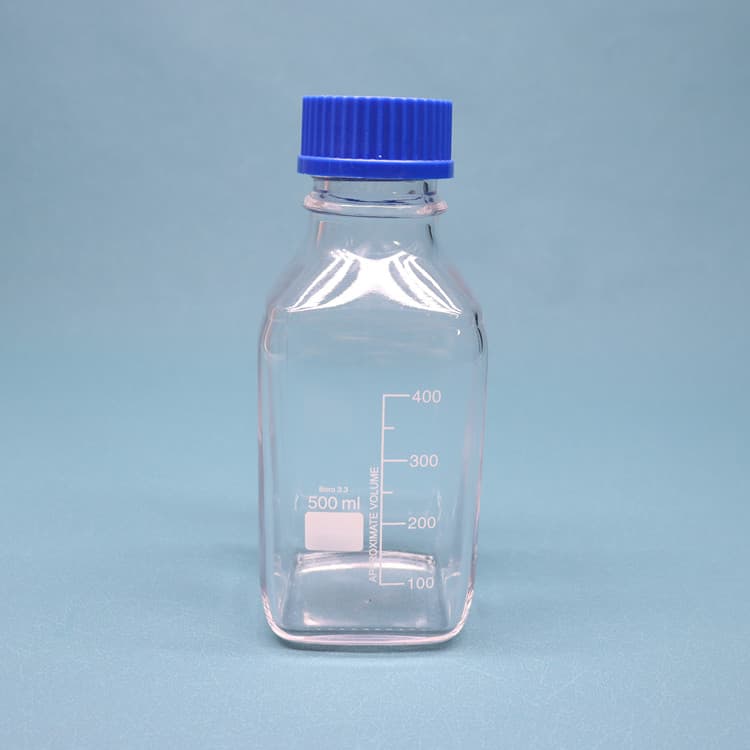 reusable GL45 square glass bottles in clear